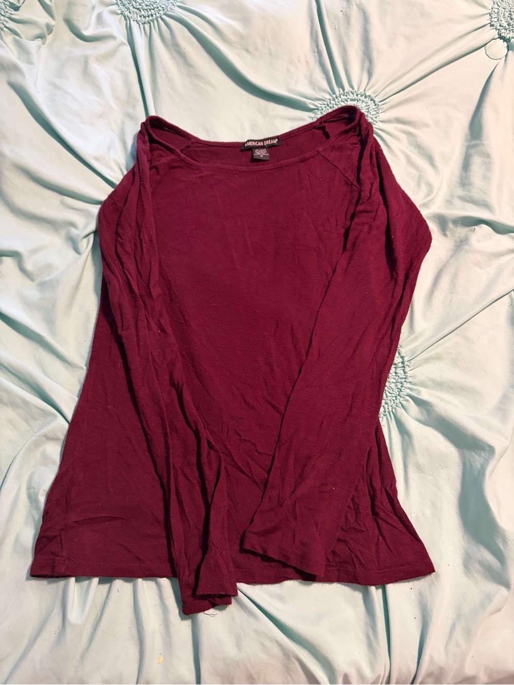 American Dream Women's Long Sleeve Crewneck Top - Burgundy